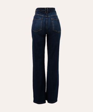 calça flare jeans cintura alta azul