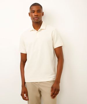 polo comfort de algodão peruano texturizada off white