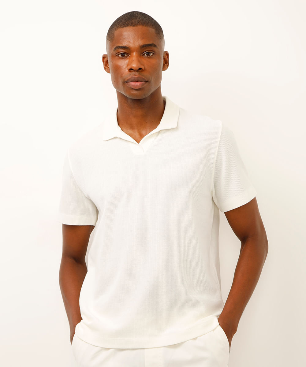 polo comfort texturizada off white