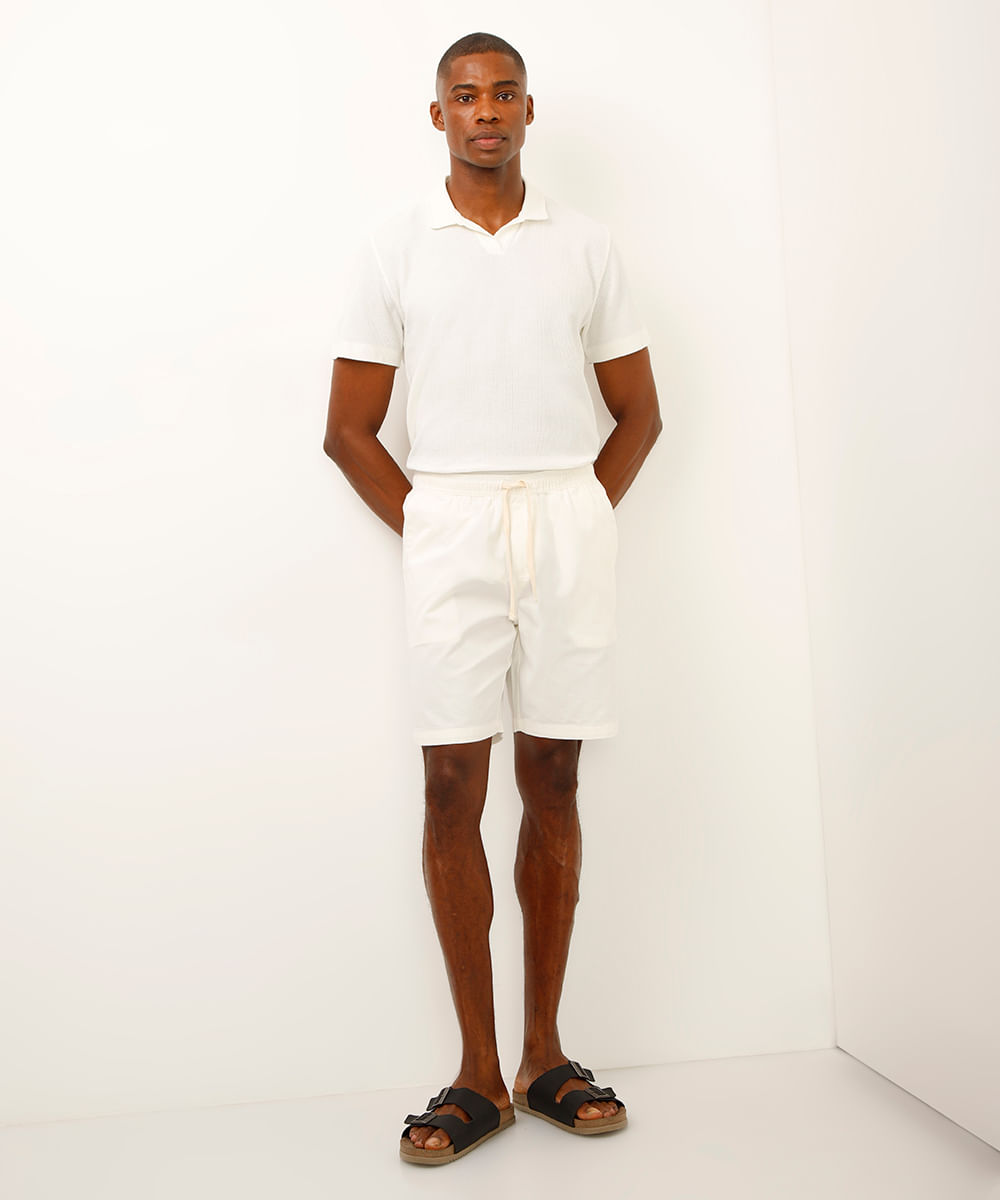 polo comfort texturizada off white