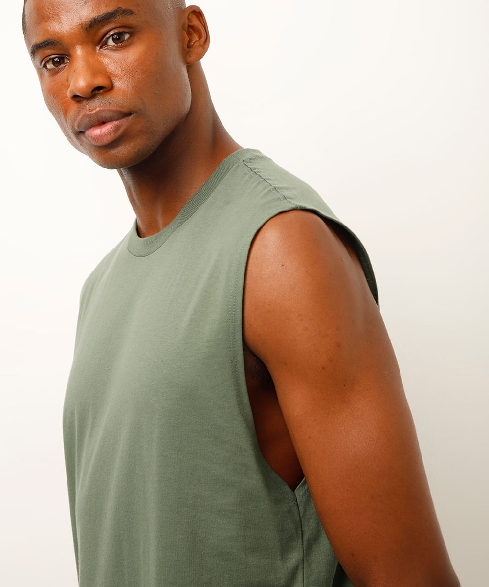 regata machão básica comfort de algodão - verde escuro