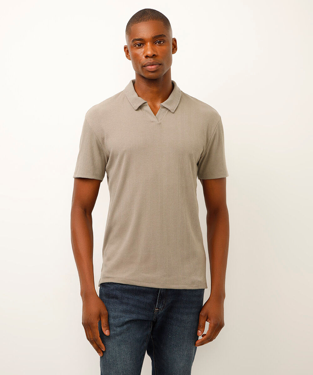 polo comfort manga curta canelada verde