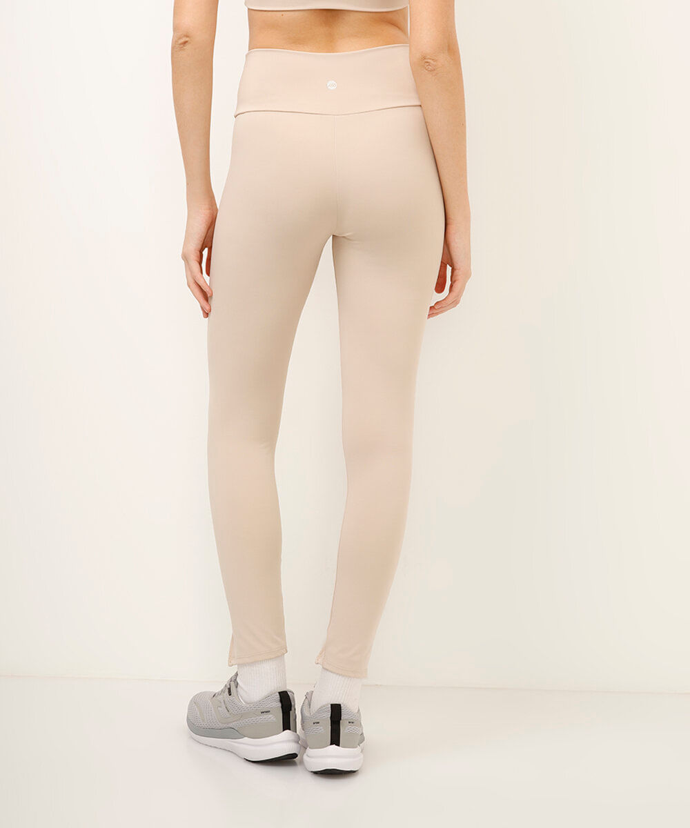 legging esportiva com fenda bege