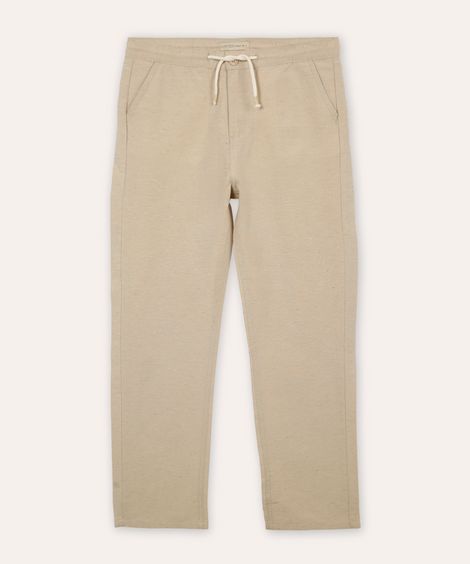 calça reta juvenil bege