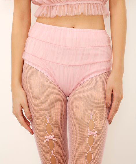 hot pant de tule franzido rosa