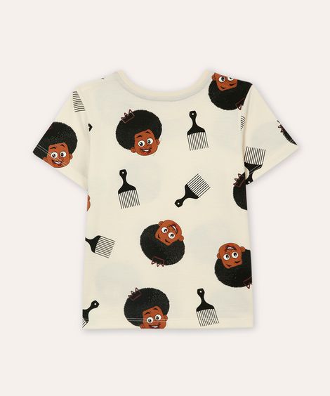 camiseta de algodão infantil a hora do blec bege