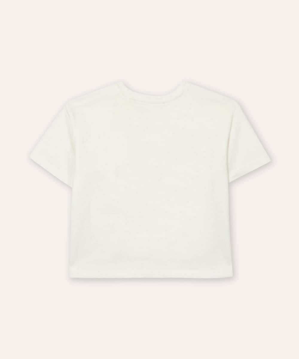 camiseta de algodão infantil hora do blec off white