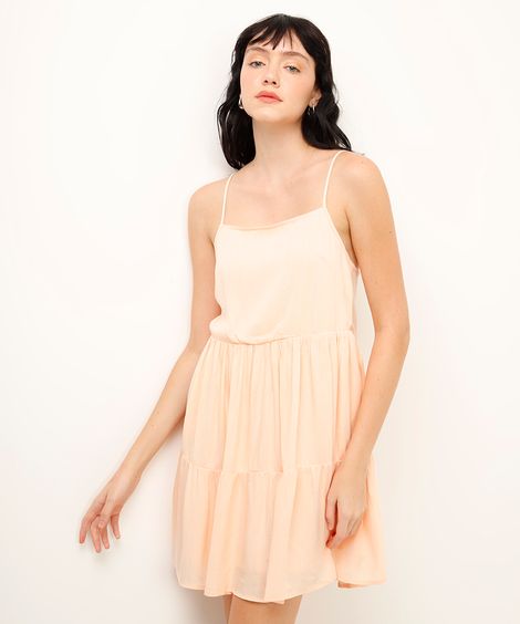 vestido curto de viscose com lurex listrado laranja