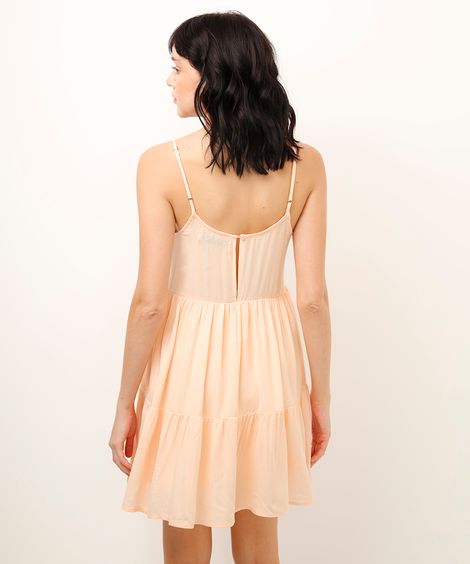 vestido curto de viscose com lurex listrado laranja