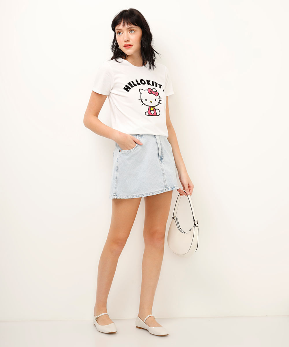 camiseta de algodão hello kitty off white
