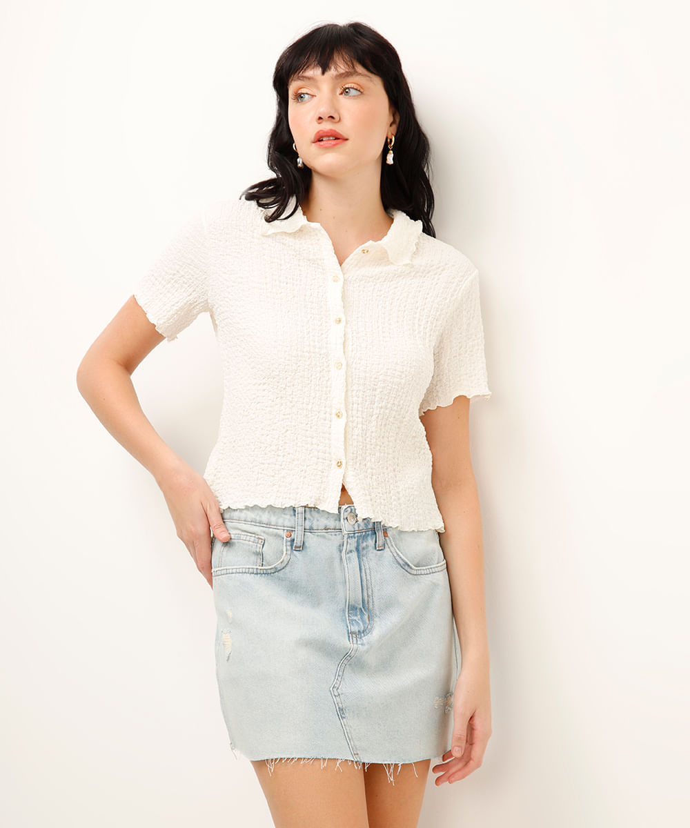 minissaia jeans destroyed azul