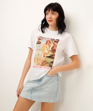 camiseta de algodão venus botticelli off white