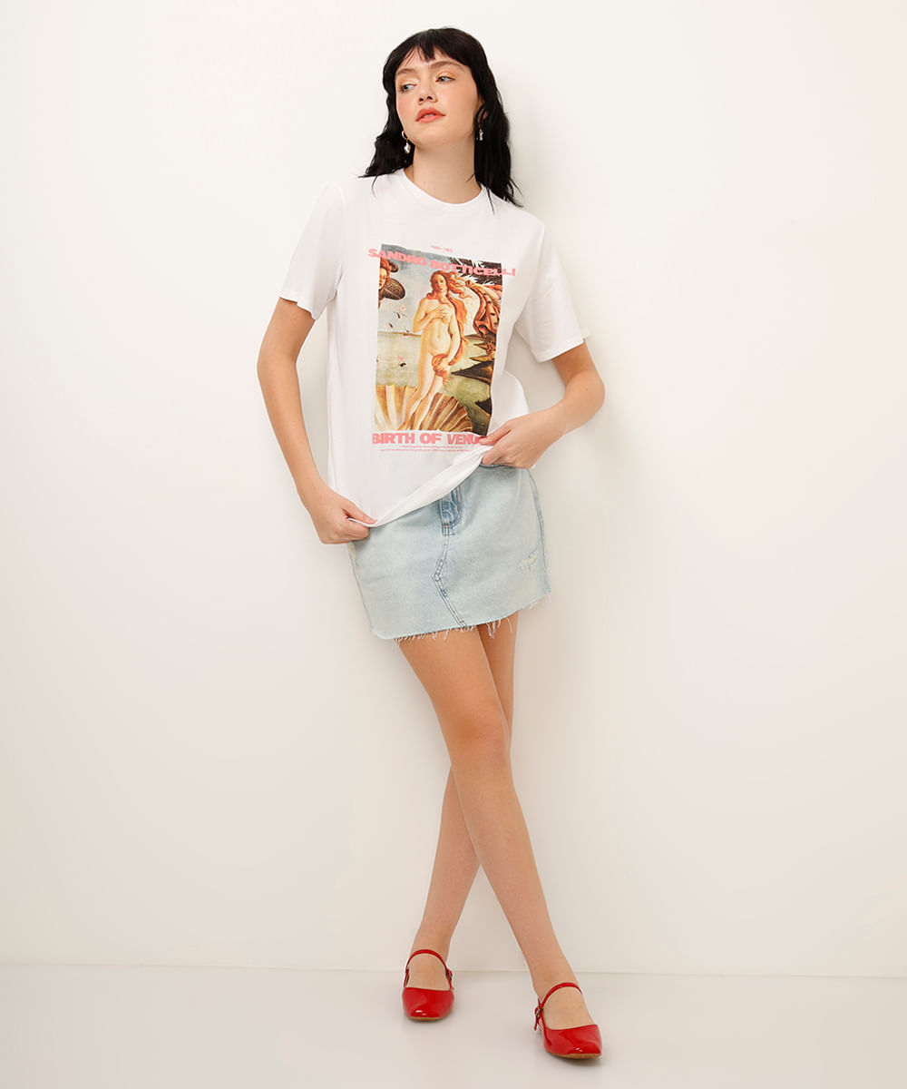 camiseta de algodão venus botticelli off white