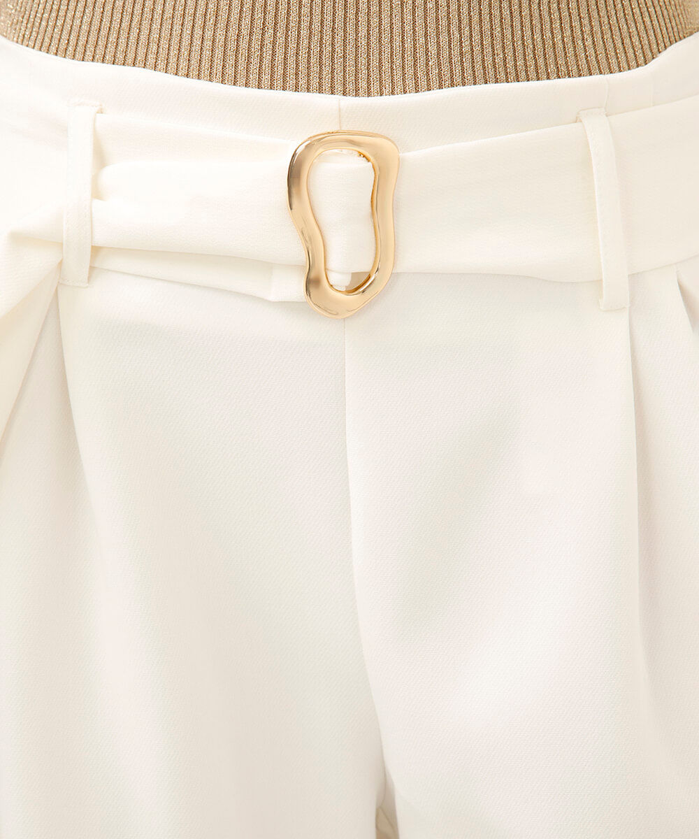 calça flare com cinto off white