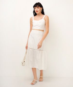 saia midi de laise off white