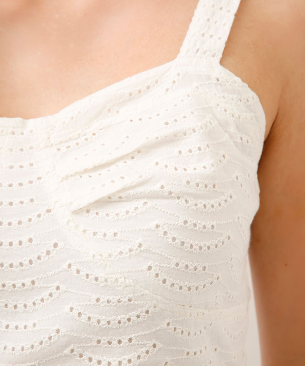 cropped de laise decote coração off white