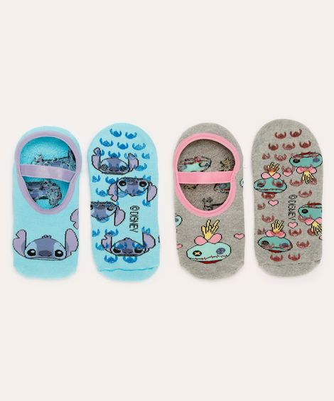 kit de 2 meias sapatilha stitch colorida