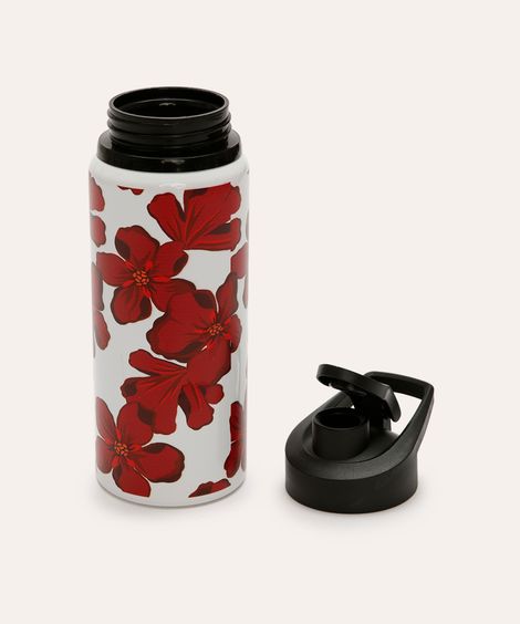 garrafa de metal floral branca