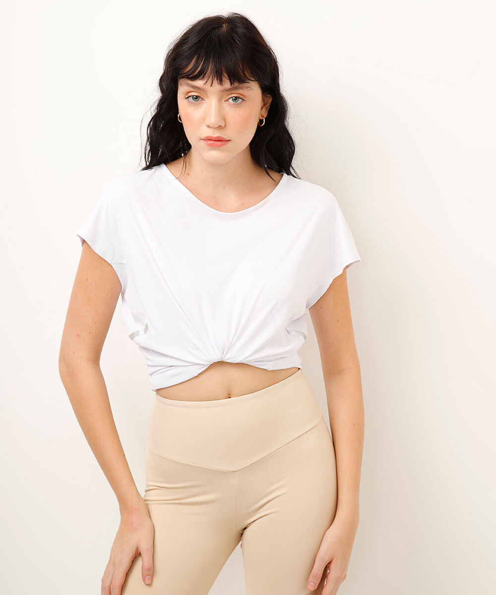 blusa esportiva ace com recortes e refletivo branca