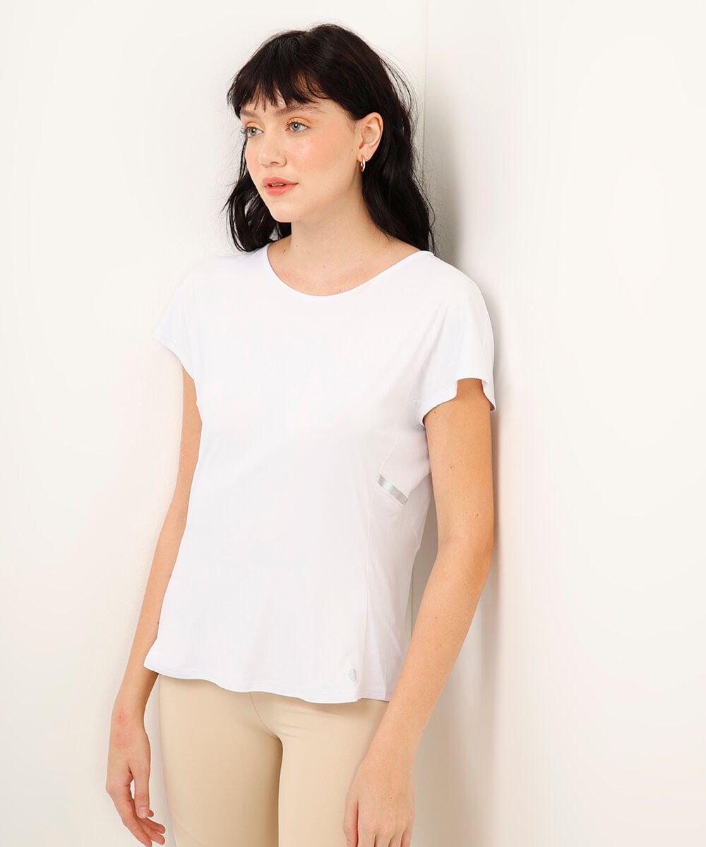 blusa esportiva ace com recortes e refletivo branca