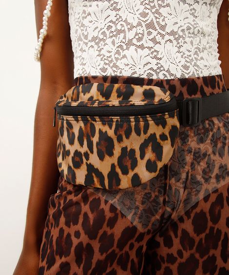 pochete animal print bege