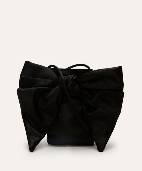 bolsa phone bag acetinada com laço preta