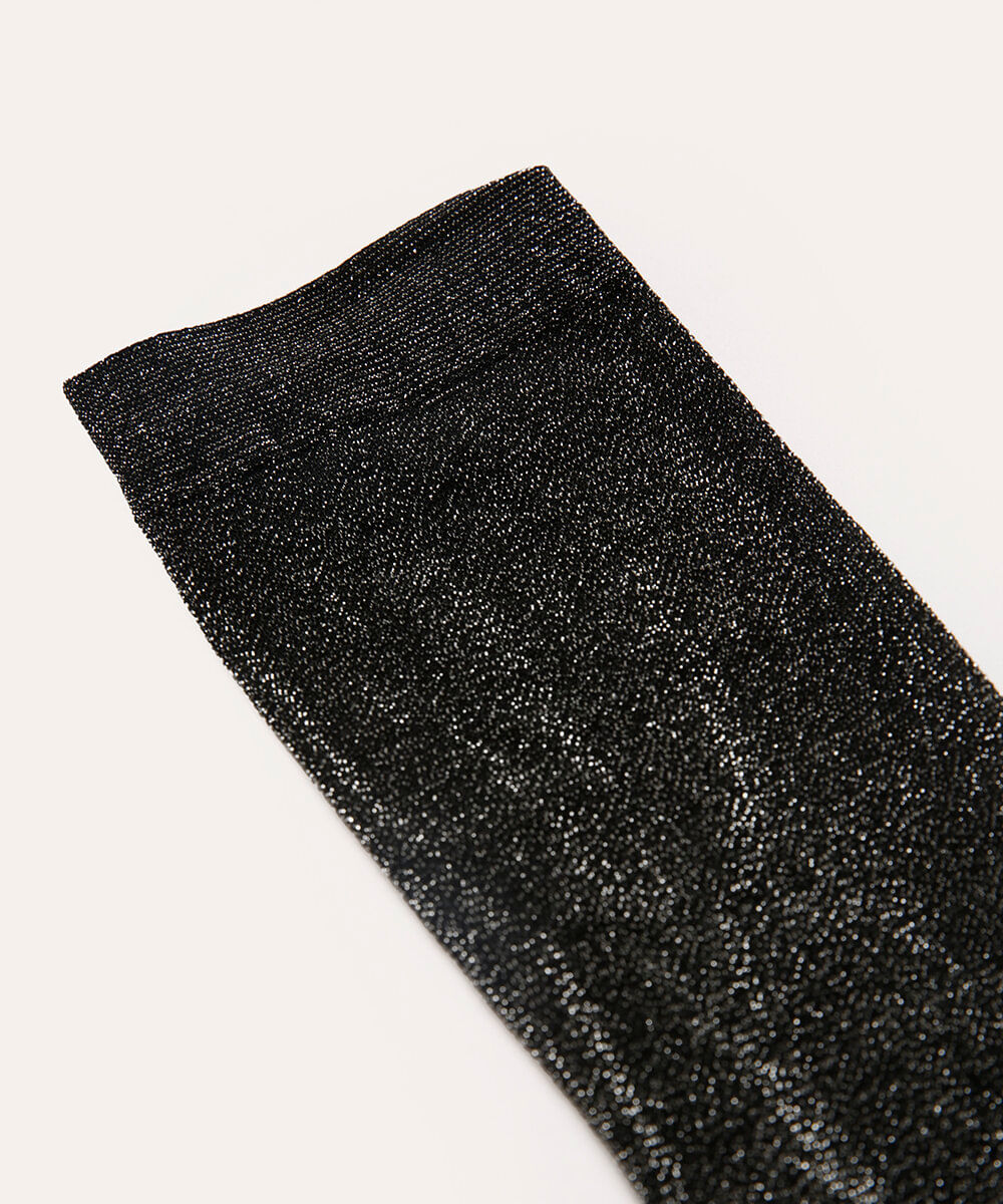 meia cano alto com lurex preta