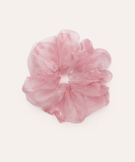 elástico de cabelo scrunchie brilhoso rosa