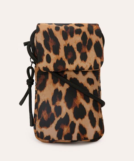 bolsa phone bag animal print bege