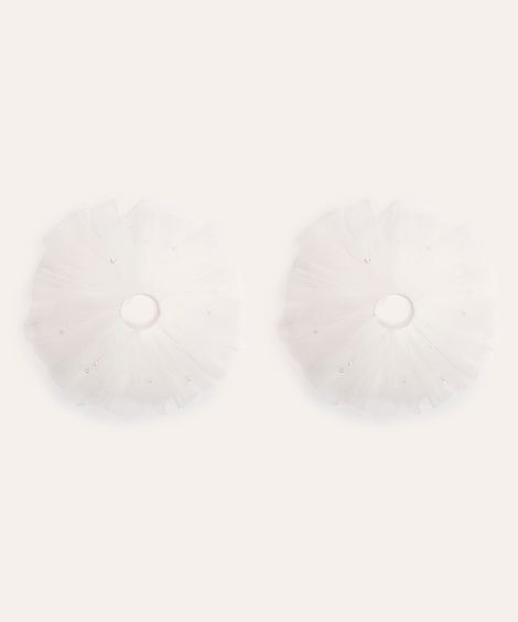 punho de tule com pérolas branco