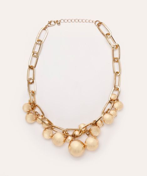 colar de esferas dourado