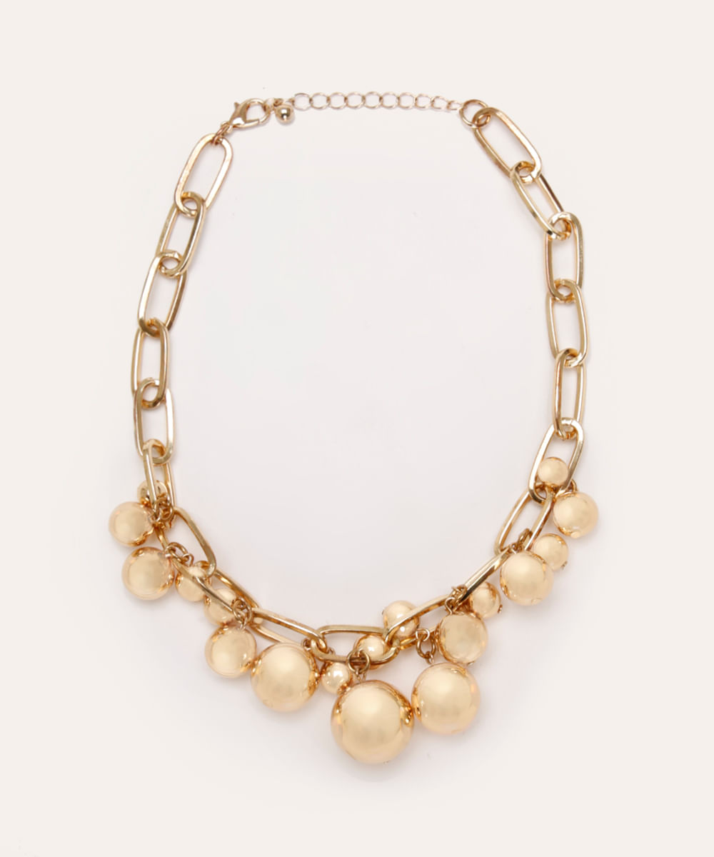 colar de esferas dourado