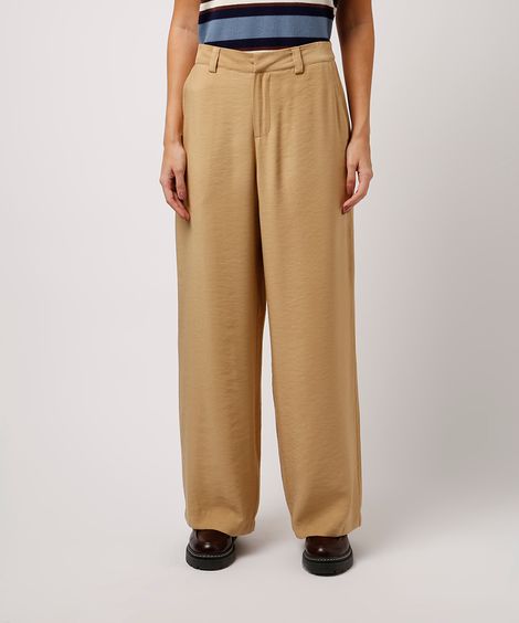 calça de alfaiataria texturizada mindset bege