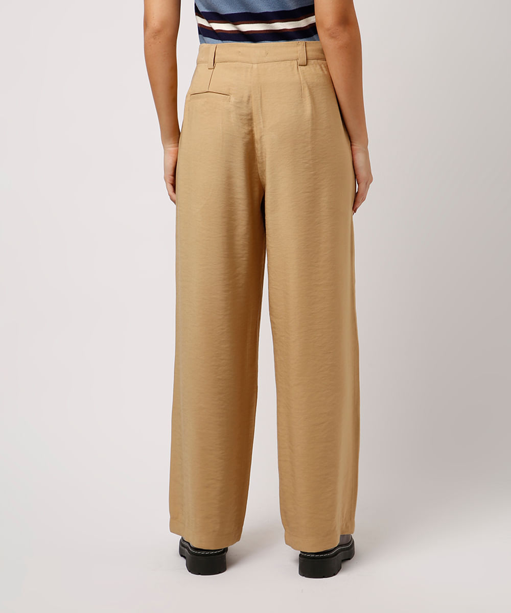 calça de alfaiataria texturizada mindset bege
