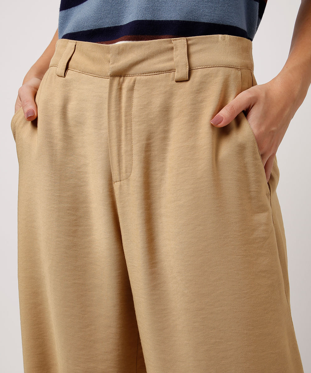 calça de alfaiataria texturizada mindset bege