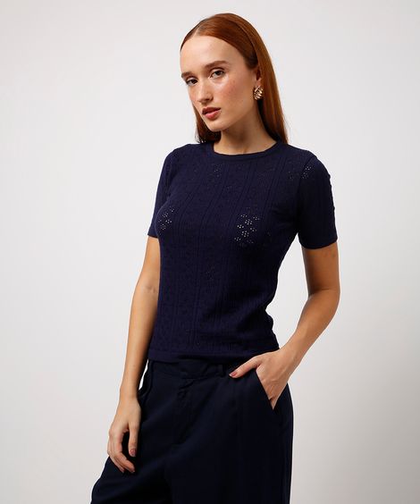 blusa de tricot mindset azul