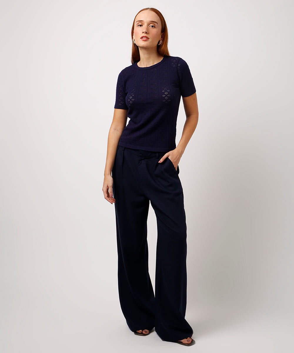 blusa de tricot mindset azul