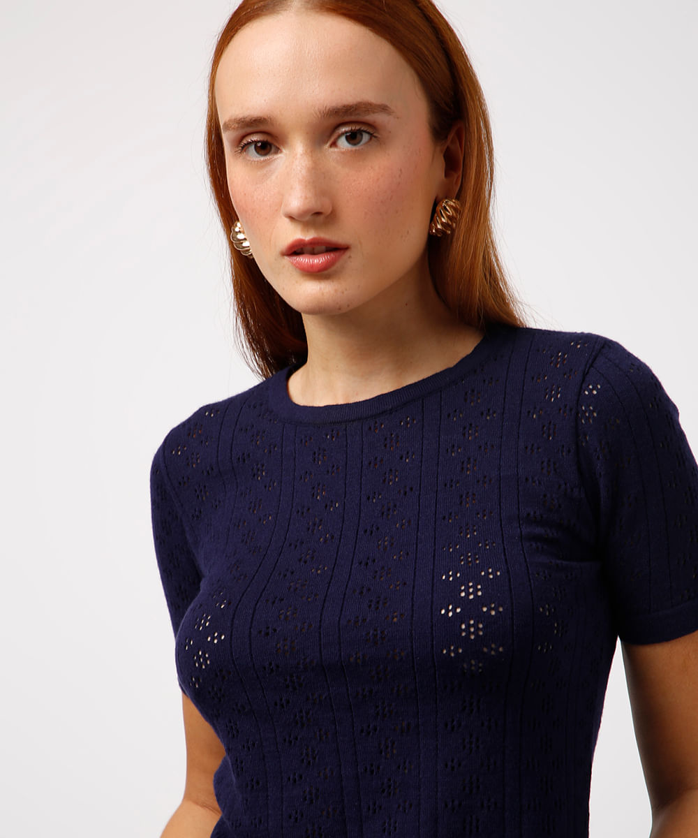 blusa de tricot mindset azul