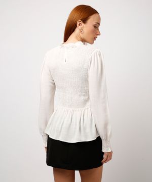 blusa de viscose franzida mindset off white