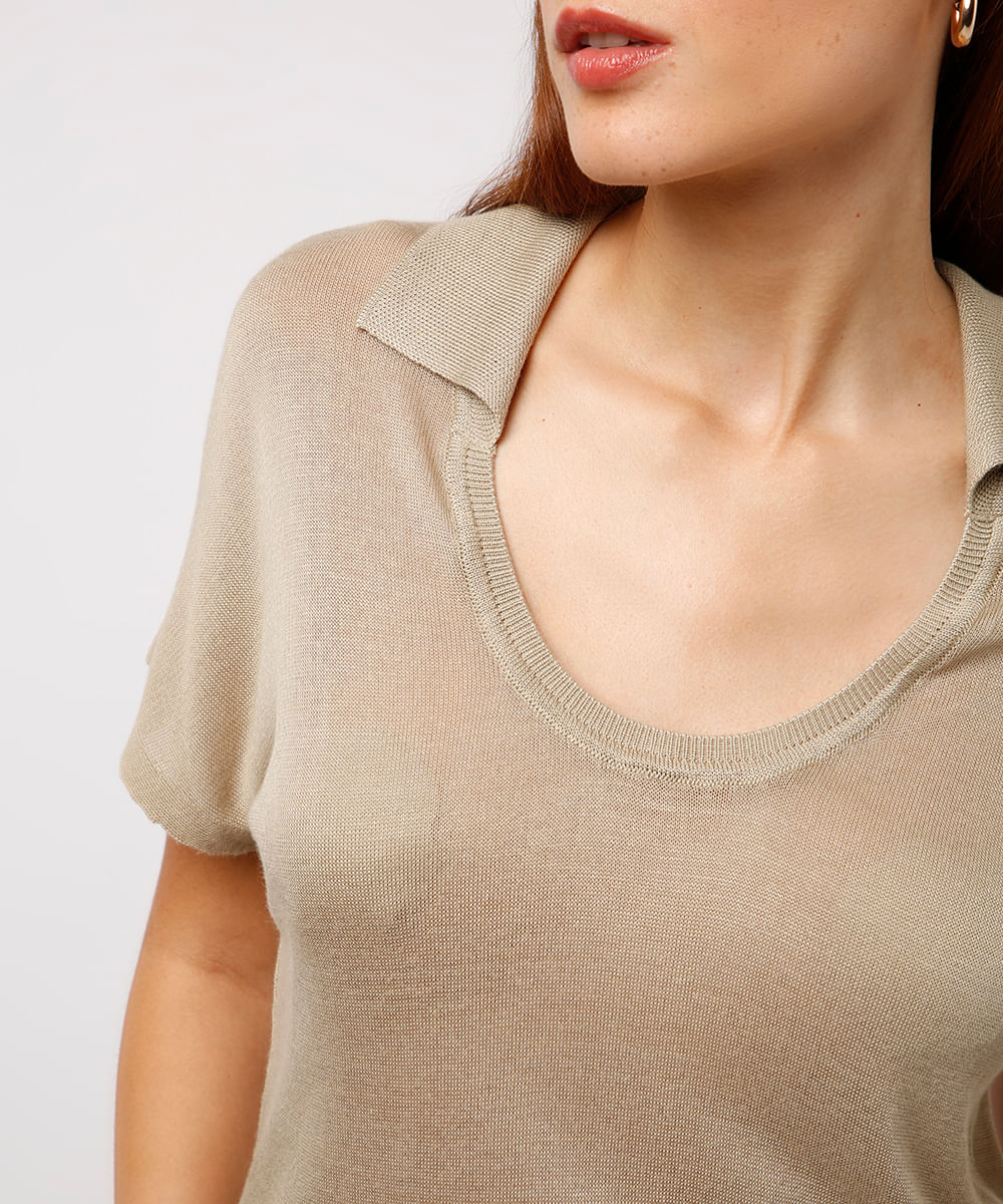 polo de tricot decote redondo mindset verde