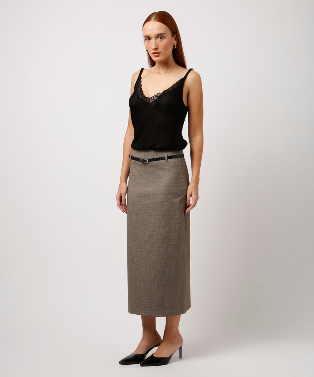 regata de tricot com renda mindset preta