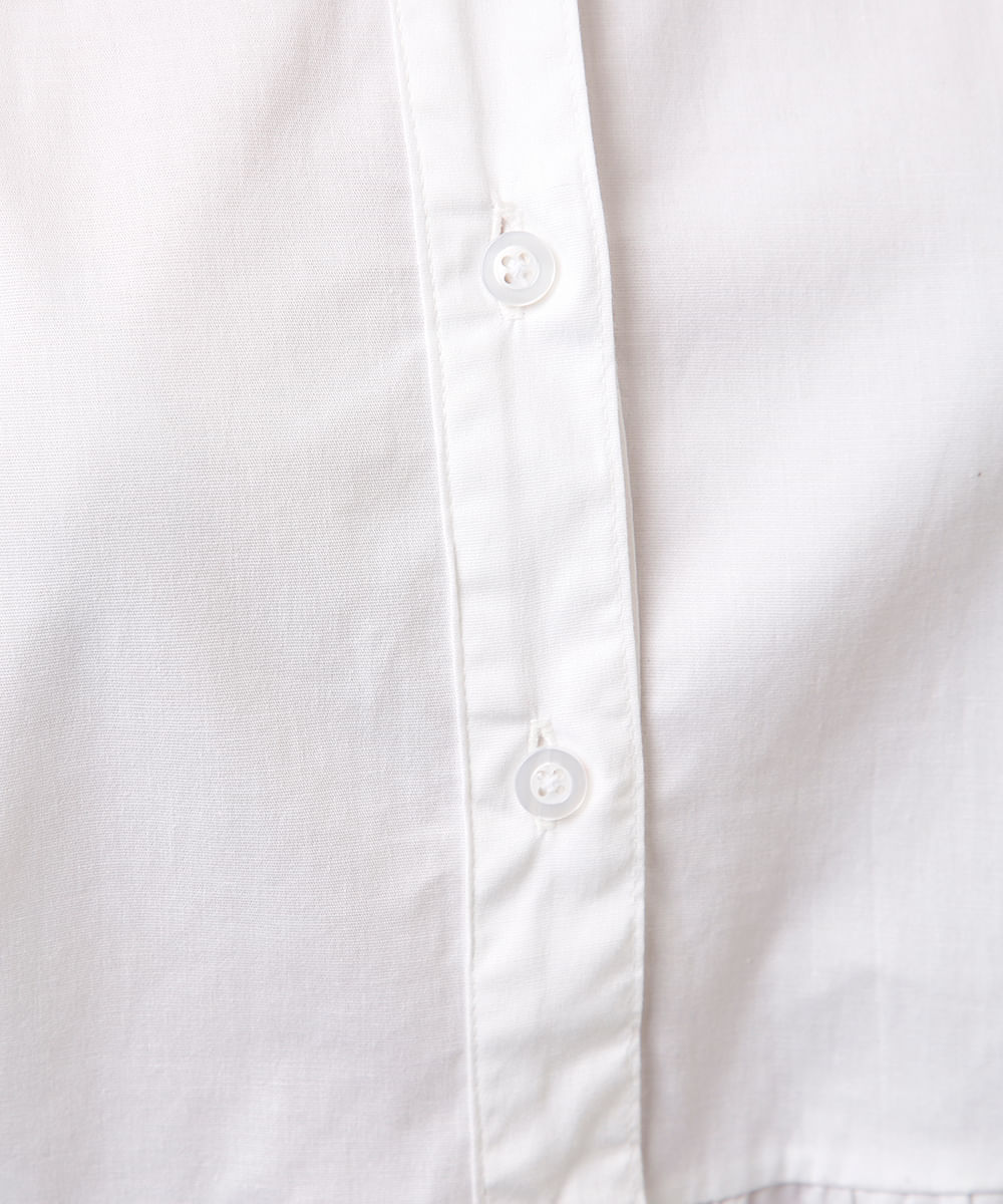 camisa de algodão manga balonê off white