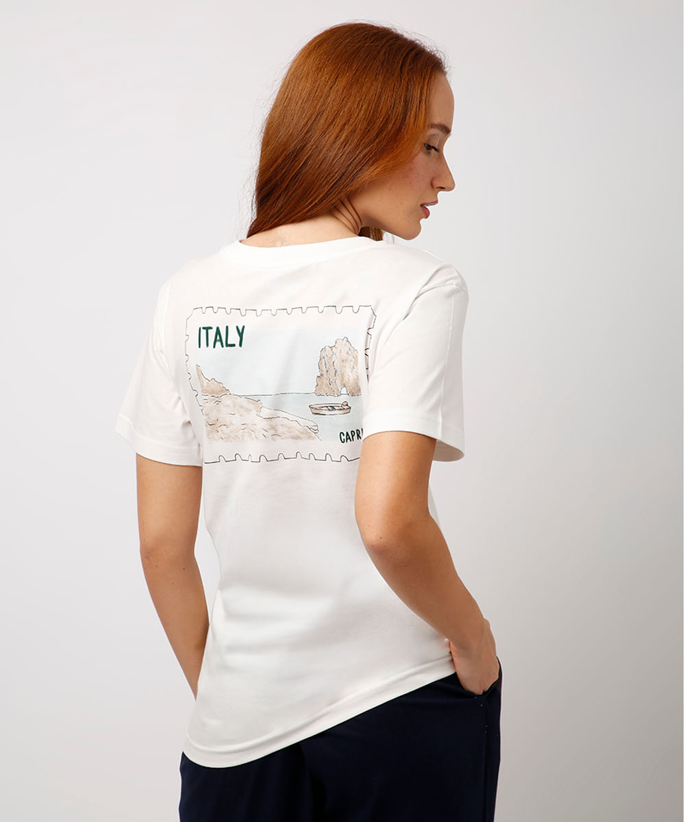camiseta de algodão capri italy mindset off white