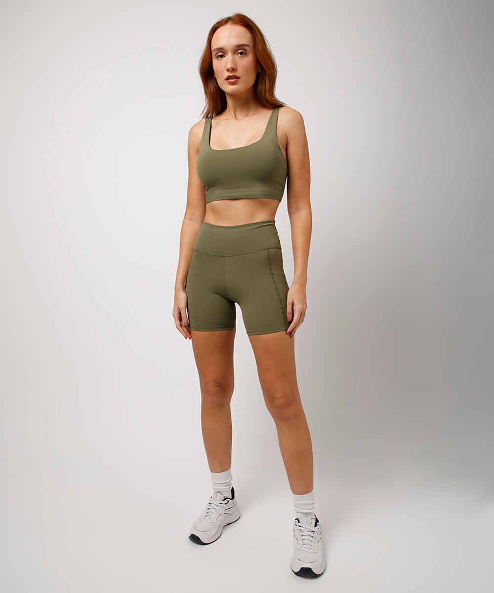 bermuda biker esportiva com bolso mindset sport verde