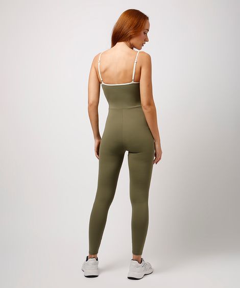 macacão longo alça fina bicolor mindset sport verde