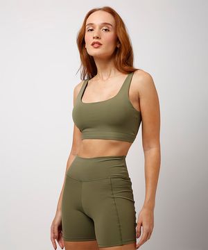 top cropped de poliamida com bojo mindset verde