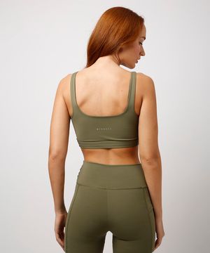 top cropped de poliamida com bojo mindset verde