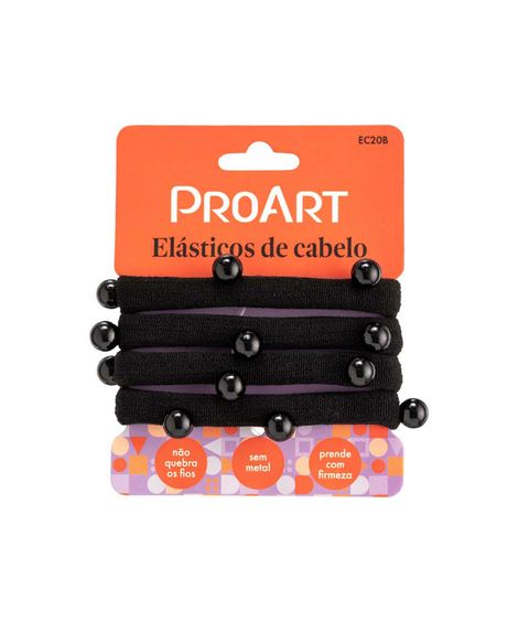 kit de 4 elásticos de cabelo proart pearl preto