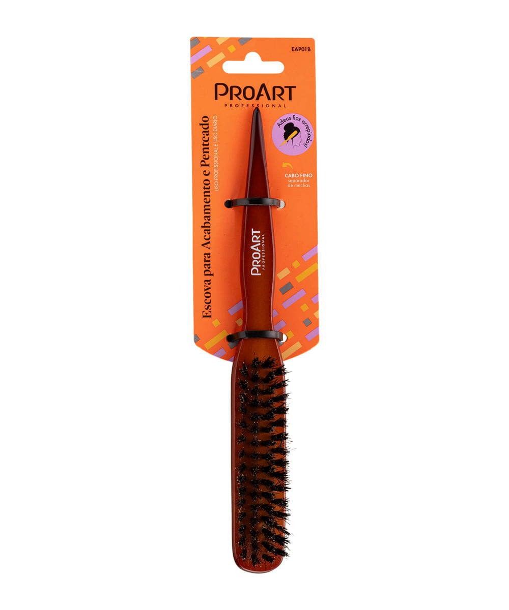 escova de cabelo proart para acabamento e penteado marrom