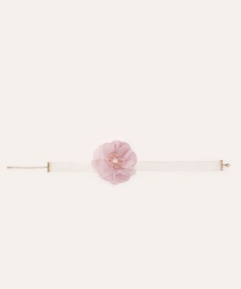colar 3 em 1 floral rosa
